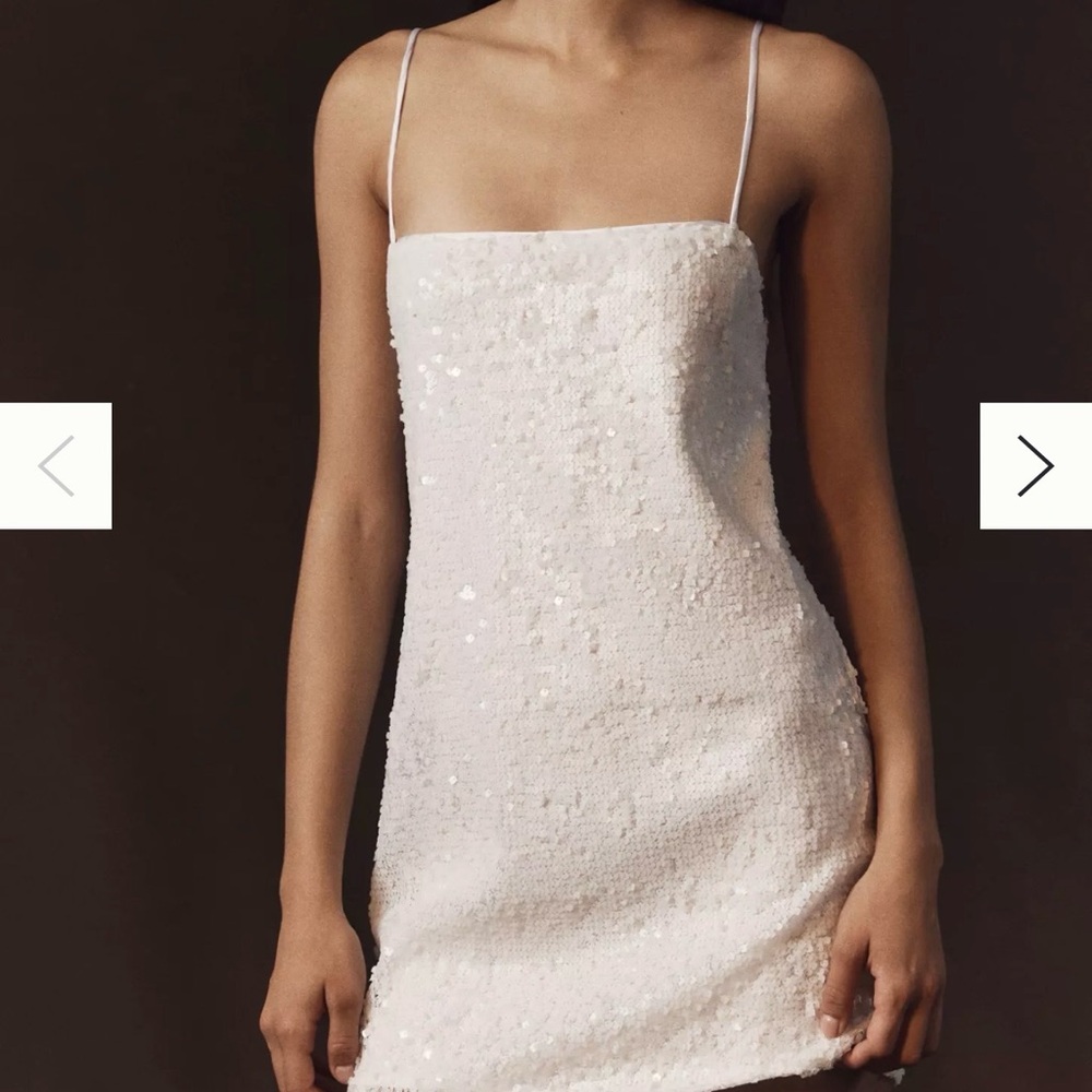 Shona Joy White Sequin Mini Slip Dress